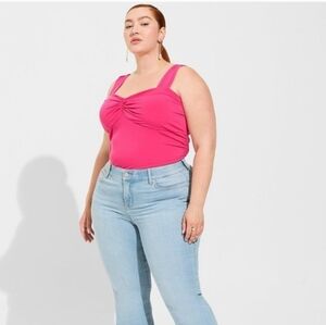 Torrid Studio Hot Pink Sweetheart Neckline Twist Blouse  top Tank 2X